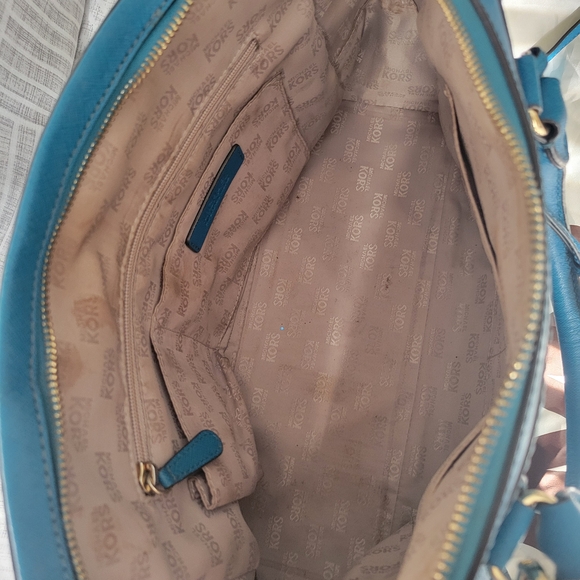 Michael Kors Saffiano Leather Turquoise HandBag - Picture 4 of 6